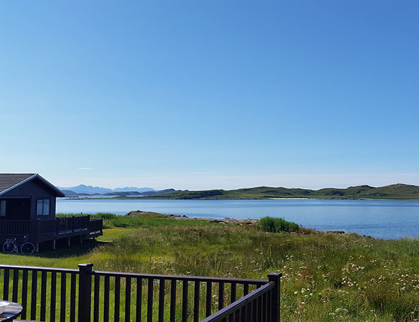 The view from our chalet decking at Port Beag Holiday Chalets