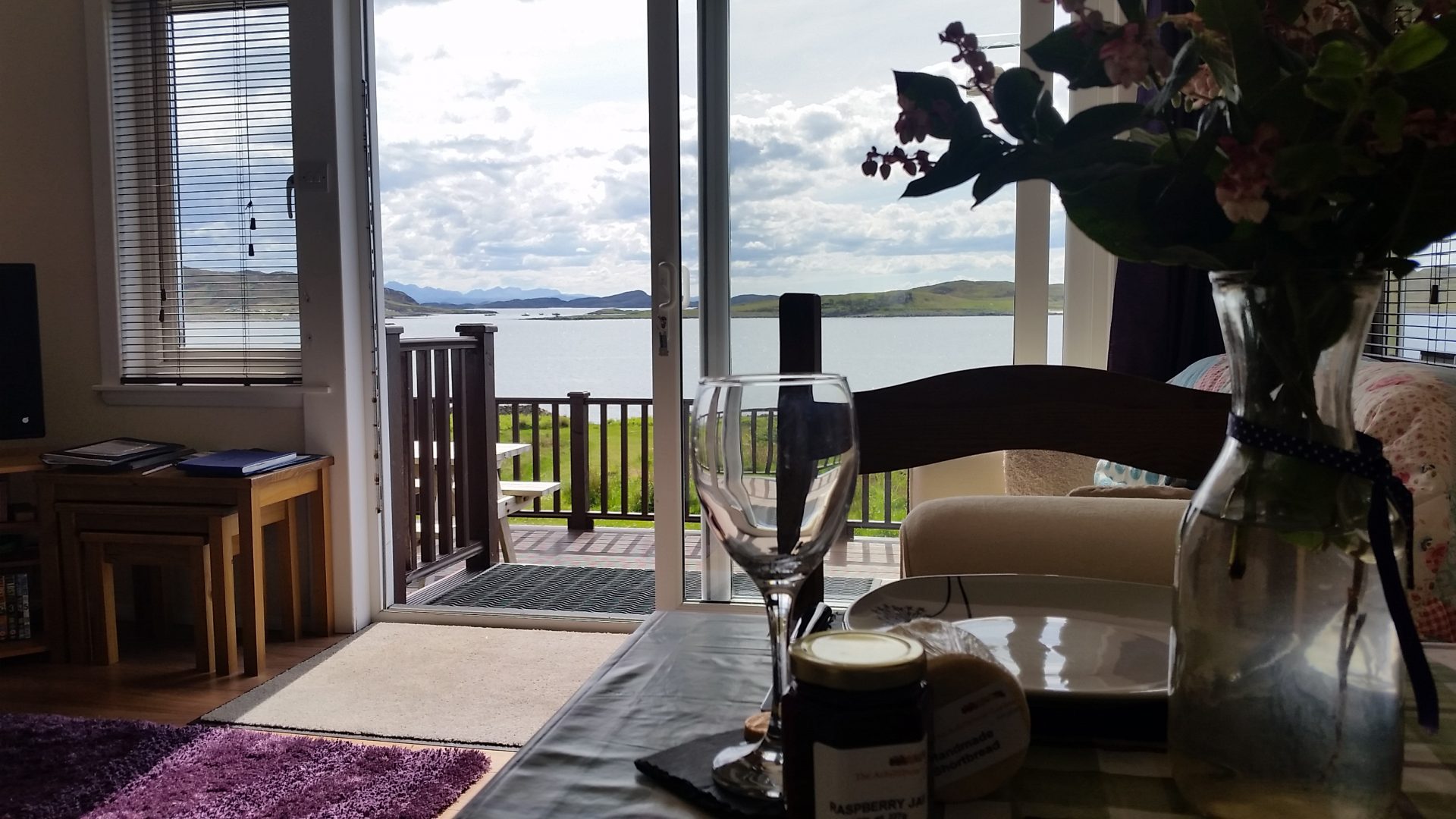 The view from the dining area in our Rowan chalet