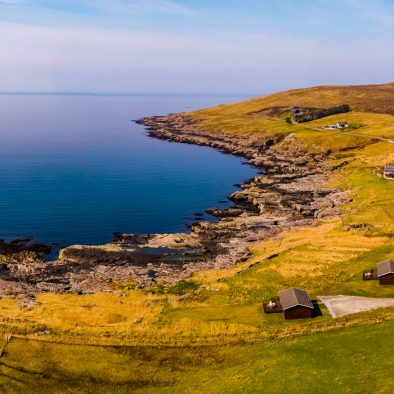 Aerial view of Port Beag Self-Catering Chalets, Altandhu near Achiltibuie