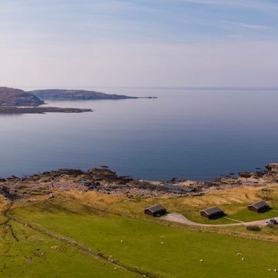 Aerial view of Port Beag Self-Catering Chalets, Altandhu near Achiltibuie