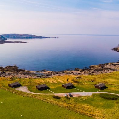 Aerial view of Port Beag Self-Catering Chalets, Altandhu near Achiltibuie