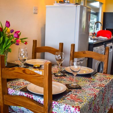 The kitchen in our Rowan 2 bedroom chalet at Port Beag Chalets, Altandhu