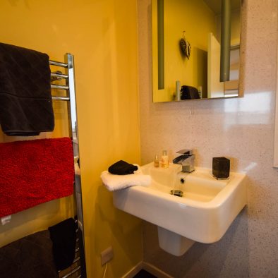 The shower room in our 2 bedroom Rowan Chalet at Port Beag Self-Catering Chalets, Wester Ross