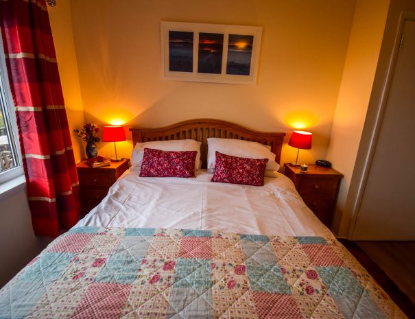 Sea view double room in our Rowan Chalet at Port Beag Chalets