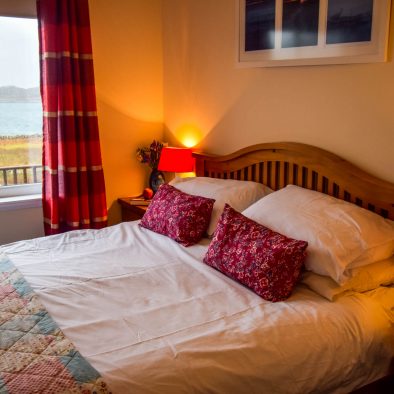 Sea view double room in our Rowan Chalet at Port Beag Chalets