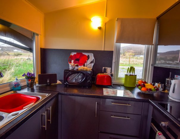 The kitchen in our Rowan Chalet, Port Beag Holidays